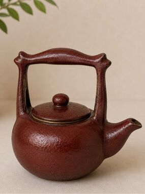 Antique Chinese Earthenware Pottery Primitive Teapot Vintage
